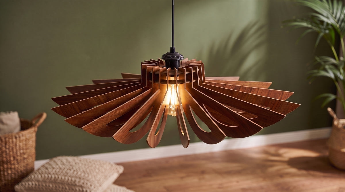 KAWOLA Hängelampe CERVINO Holz walnuss