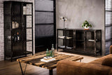 KAWOLA Highboard ARLES Vitrine Metall schwarz 2 Türen