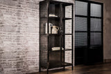 KAWOLA Highboard ARLES Vitrine Metall schwarz 2 Türen
