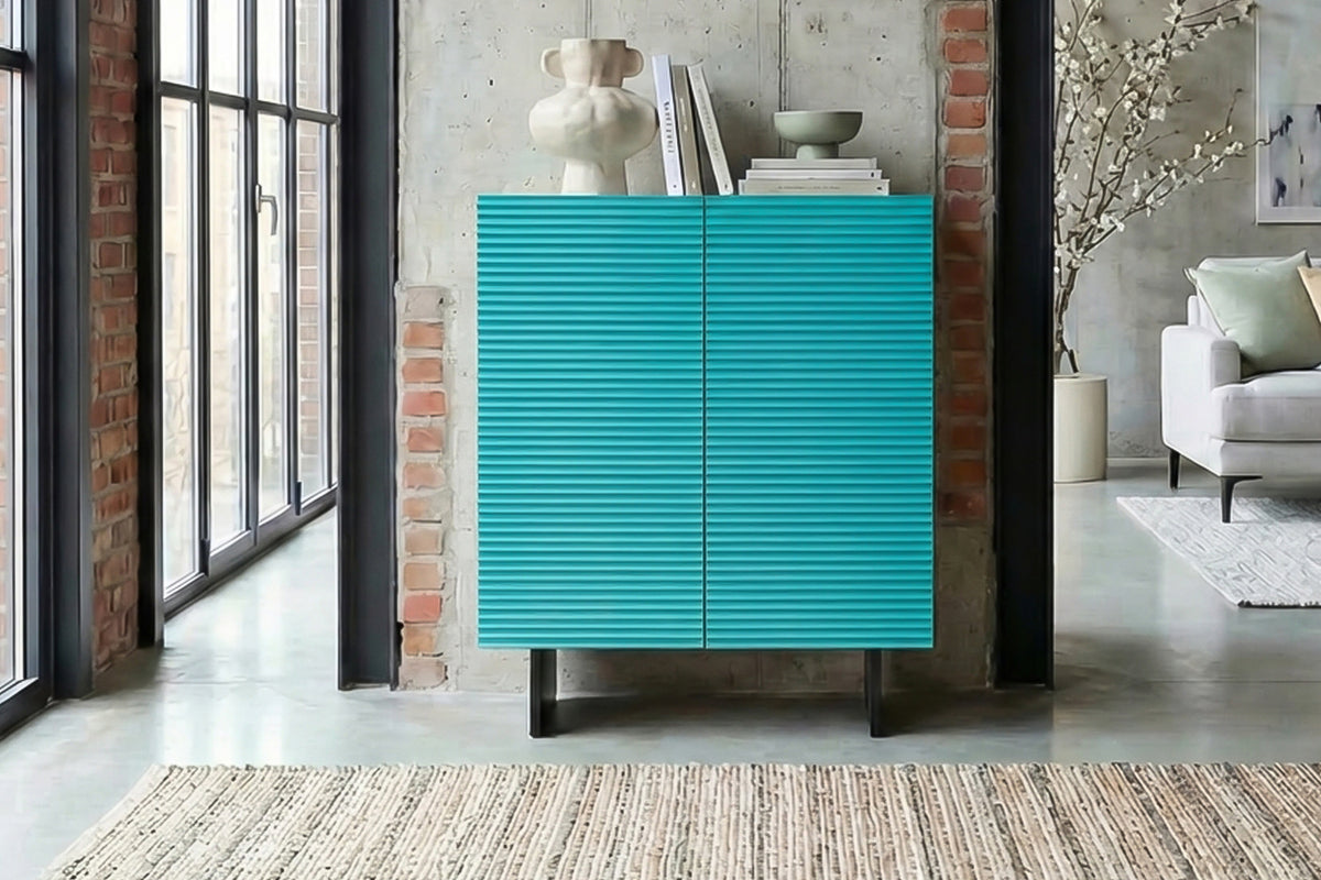 KAWOLA Highboard LYNN 2 Türen lackiert petrol