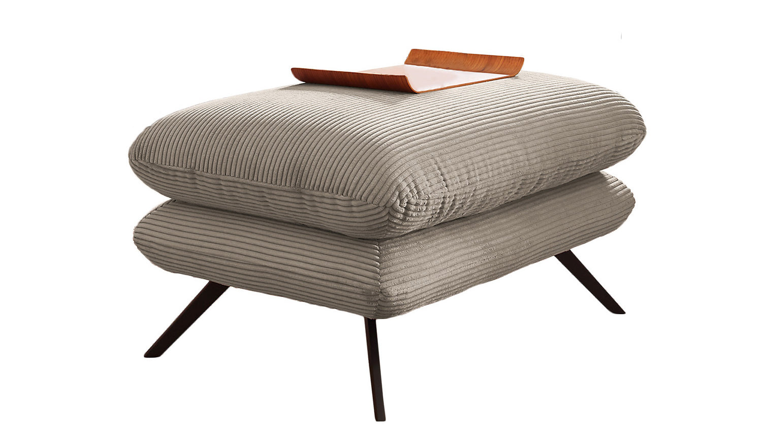 KAWOLA Hocker CHARME Hockerbank Cord steingrau