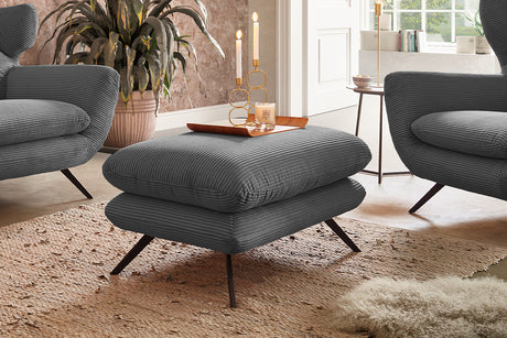 KAWOLA Hocker CHARME Hockerbank groß Cord grau