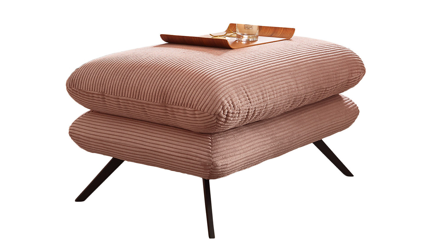 KAWOLA Hocker CHARME Hockerbank groß Cord rosa