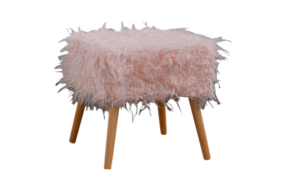 KAWOLA Hocker Fell FYNN Flokati Fellhocker rosa