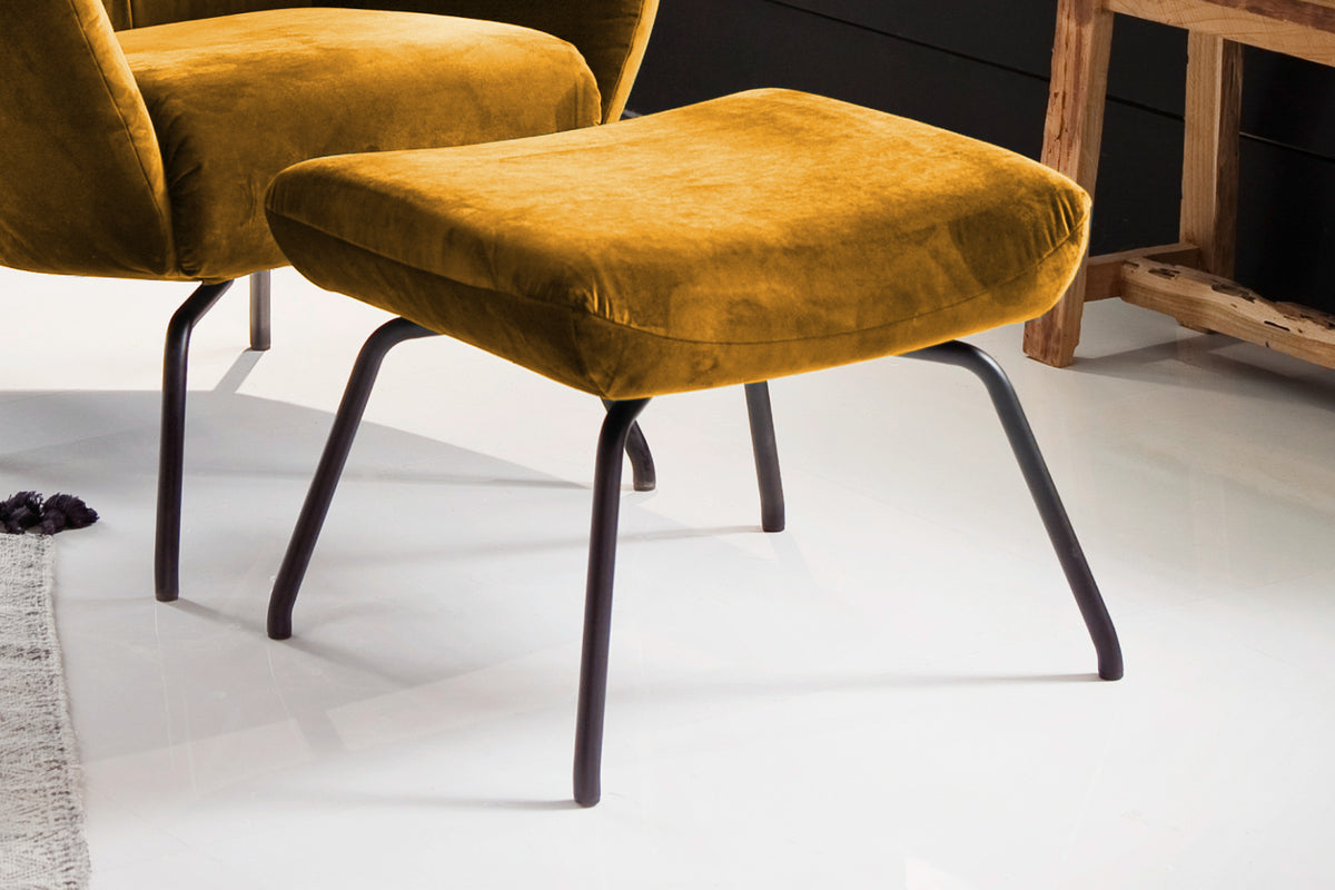 KAWOLA Hocker LOTTE Polsterhocker velvet curry