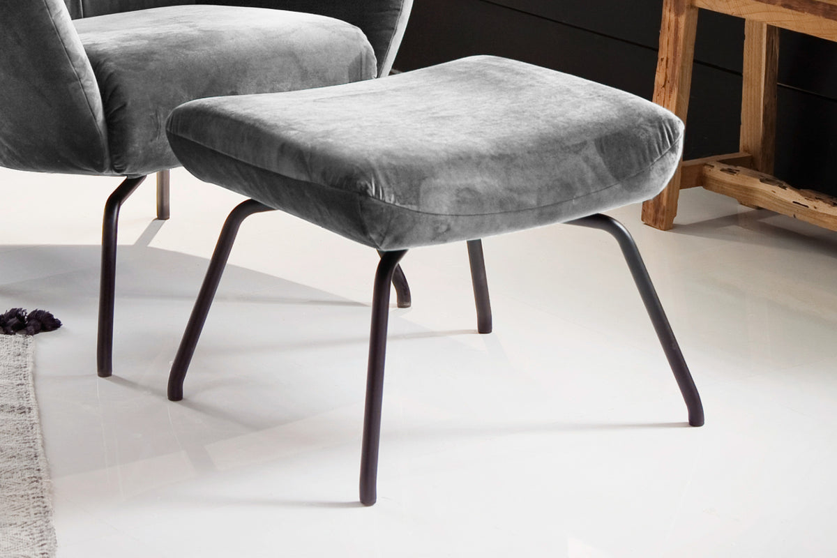 KAWOLA Hocker LOTTE Polsterhocker velvet silber
