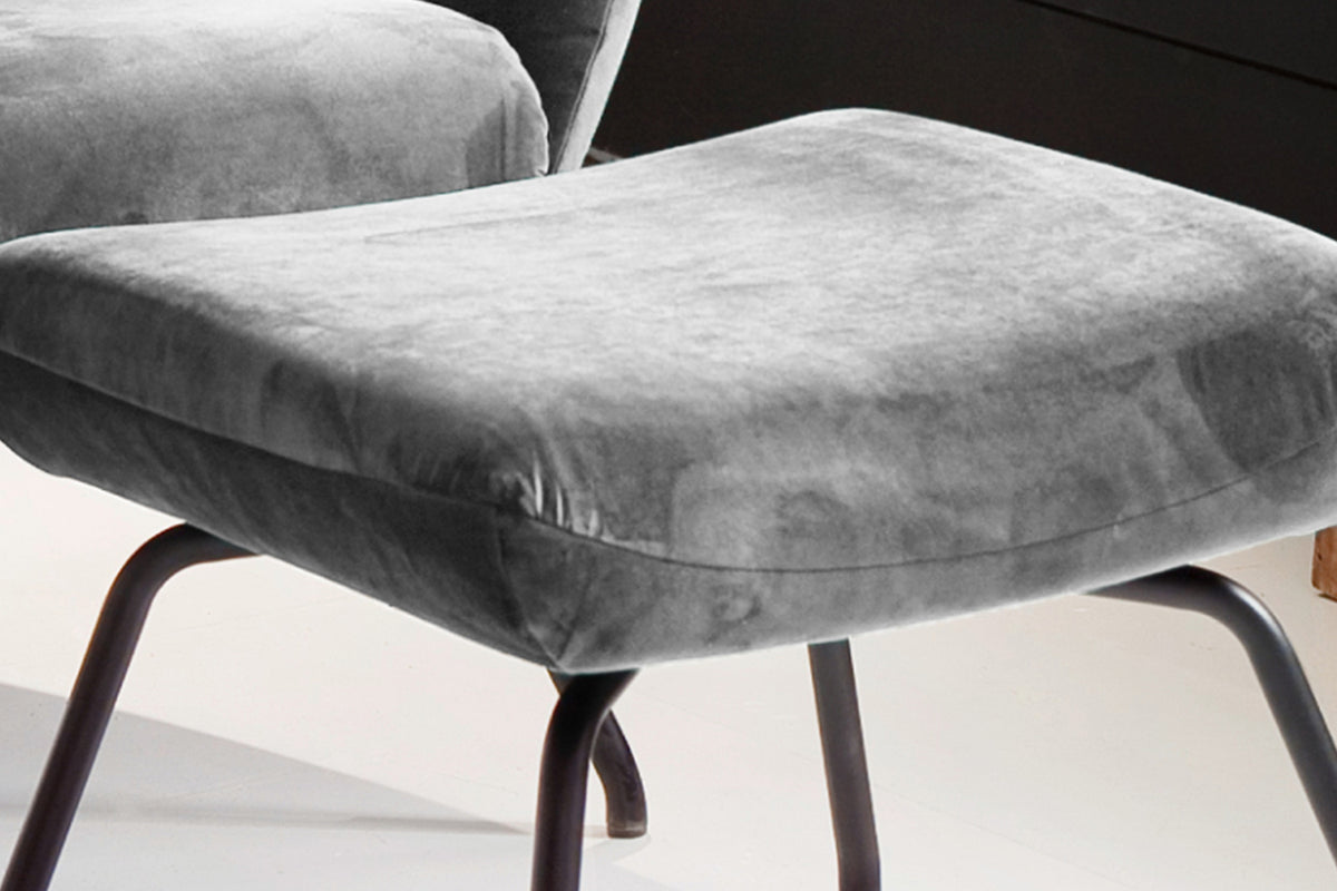 KAWOLA Hocker LOTTE Polsterhocker velvet silber