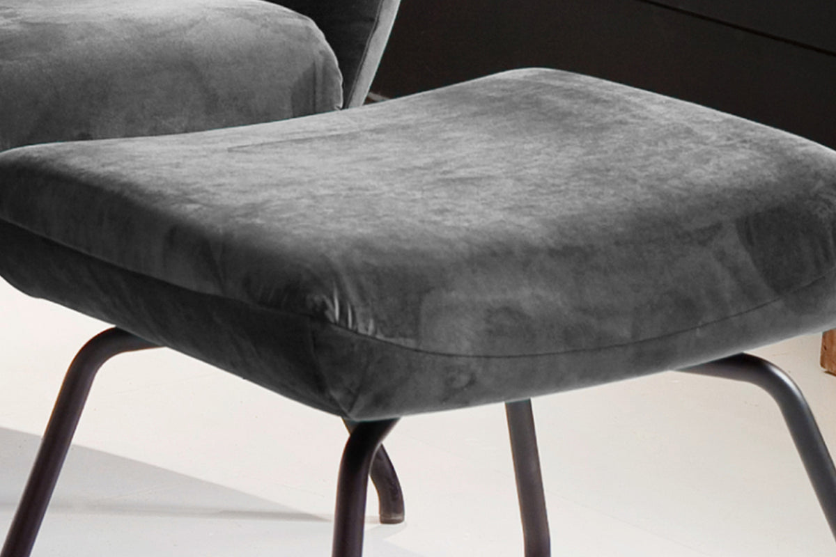 KAWOLA Hocker LOTTE Polsterhocker velvet stone