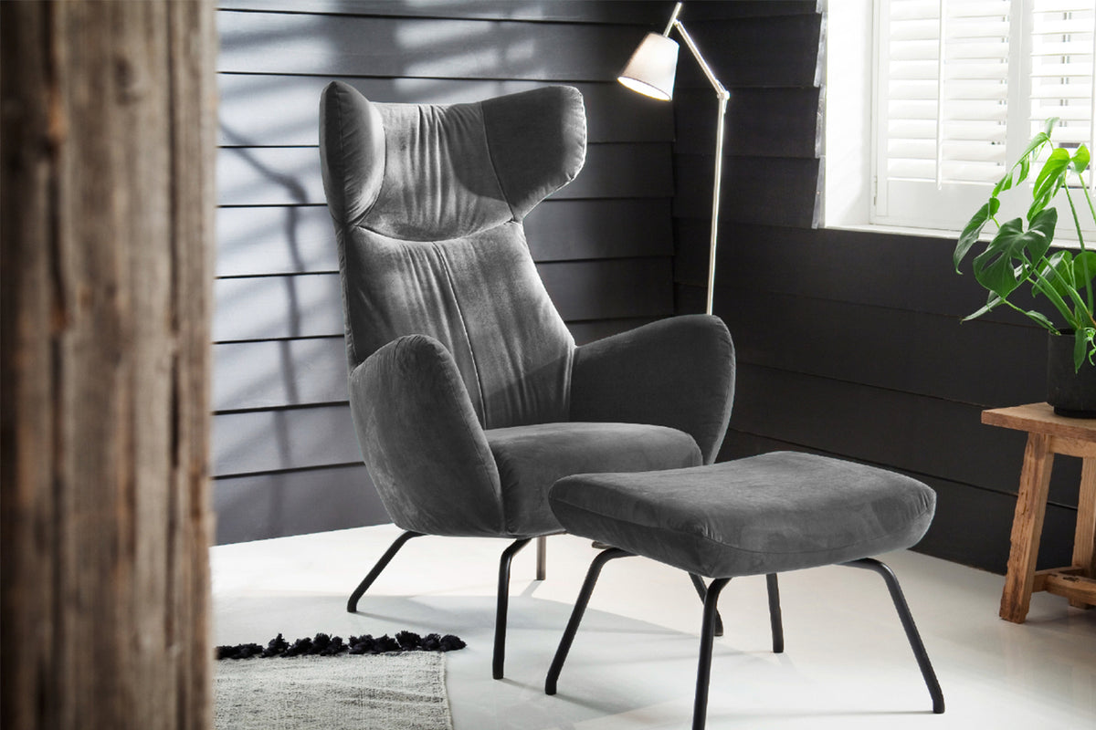 KAWOLA Hocker LOTTE Polsterhocker velvet stone