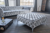 KAWOLA Hocker NARLA Chesterfield Velvet silber