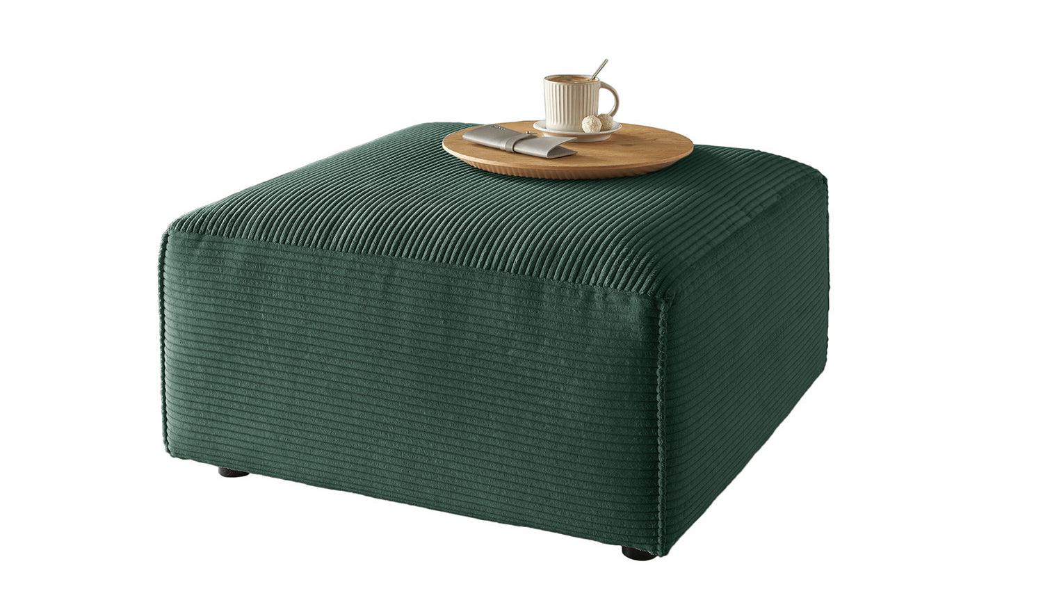 KAWOLA Hocker RANI Polsterhocker Cord smaragd
