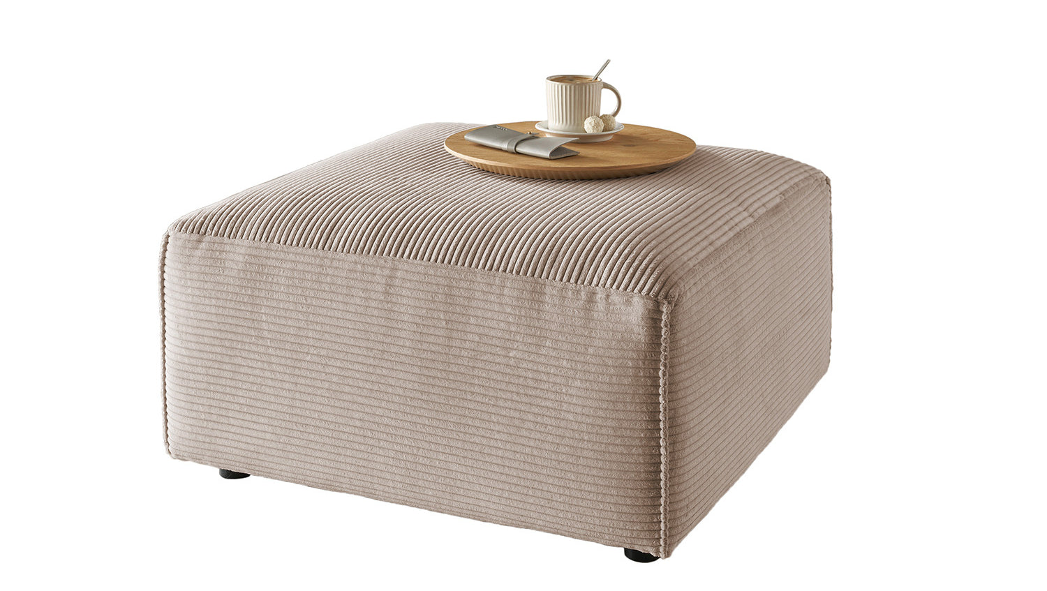 KAWOLA Hocker RANI Polsterhocker Cord taupe