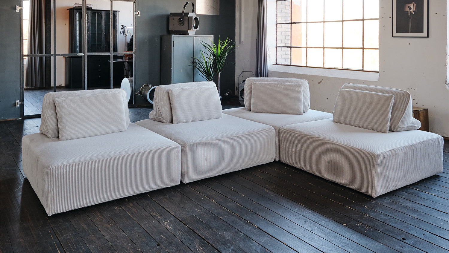 KAWOLA Hocker WIOLO SOFT Sitzelement für Modulsofa Cord hellgrau