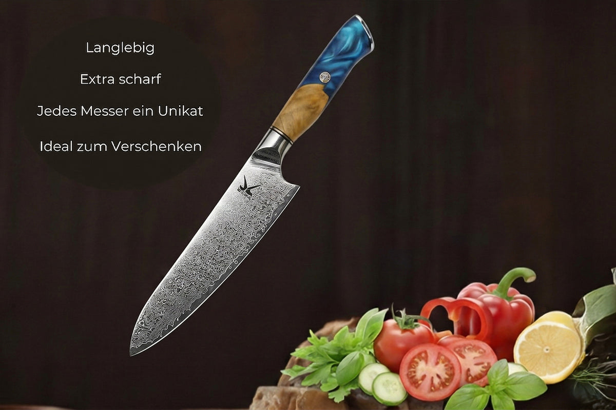 KAWOLA Küchenmesser DUMA Damaststahl mit Holzgriff