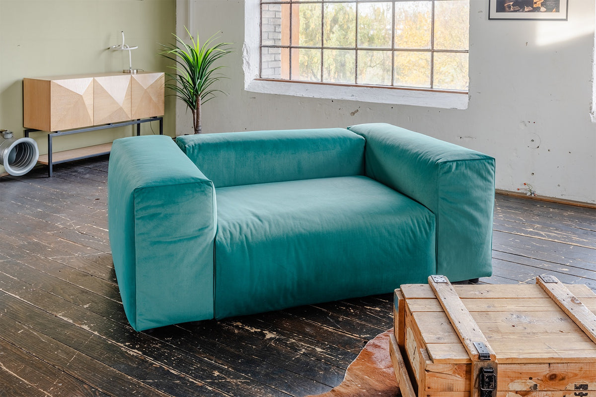 KAWOLA Loveseat MIA Modularer Sessel 4-tlg. Velvet grün