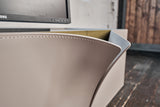 KAWOLA Lowboard EMMA TV-Board Kunstleder grau Fuß Edelstahl messingfarben