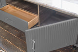 KAWOLA Lowboard MARIA TV-Bank Marmorplatte Kunstleder grau
