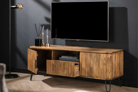 KAWOLA Lowboard SALEMA TV-Board Mango massiv sandfarben 2 Türen 1 Schublade