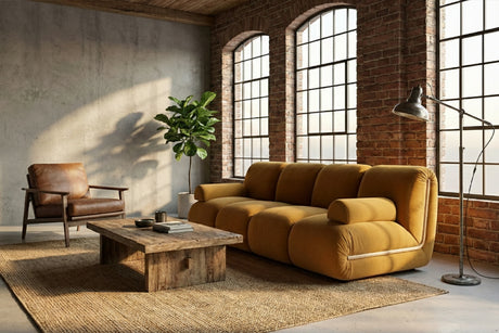 KAWOLA Modulsofa LAYLA 2-Sitzer 2 Module Velvet gelb