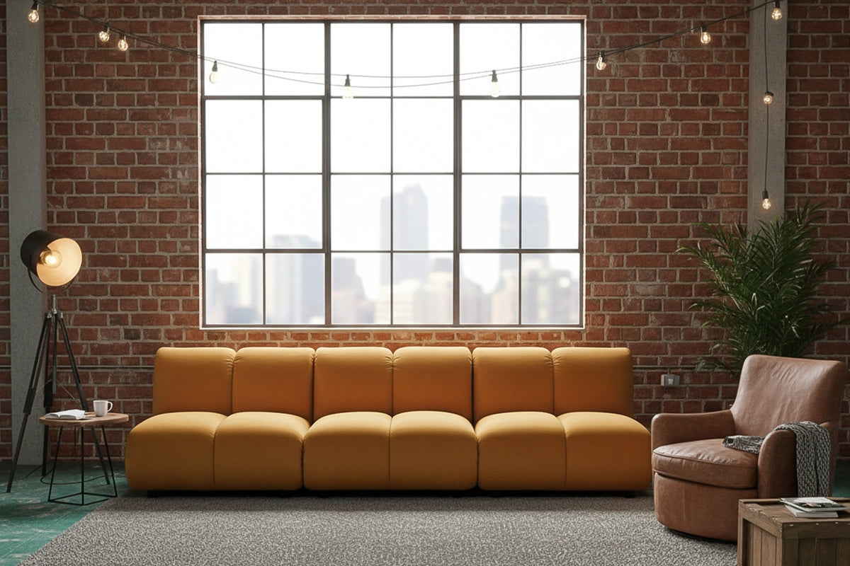 KAWOLA Modulsofa LAYLA 3-Sitzer 3 Module Velvet gelb