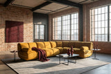 KAWOLA Modulsofa LAYLA Ecksofa 4 Module Velvet gelb, Mit Armlehne