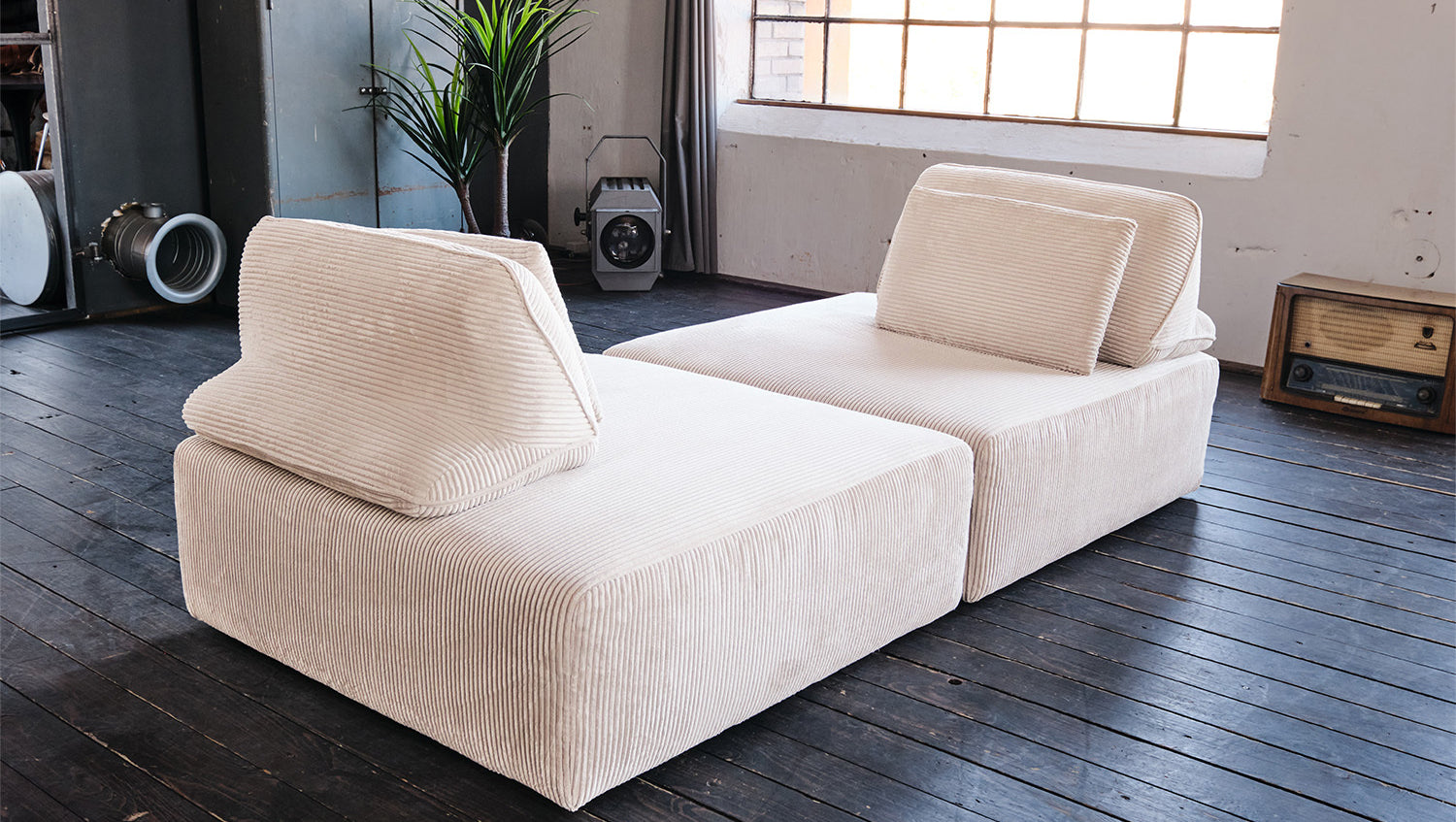 KAWOLA Modulsofa WIOLO SOFT 2 Module 2 Rückenkissen Cord cremeweiß