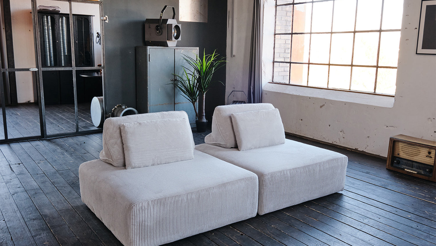 KAWOLA Modulsofa WIOLO SOFT 2 Module 2 Rückenkissen Cord hellgrau