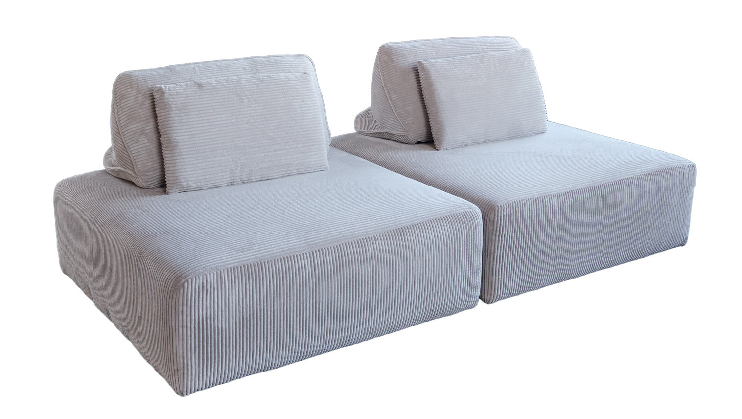 KAWOLA Modulsofa WIOLO SOFT 2 Module 2 Rückenkissen Cord hellgrau