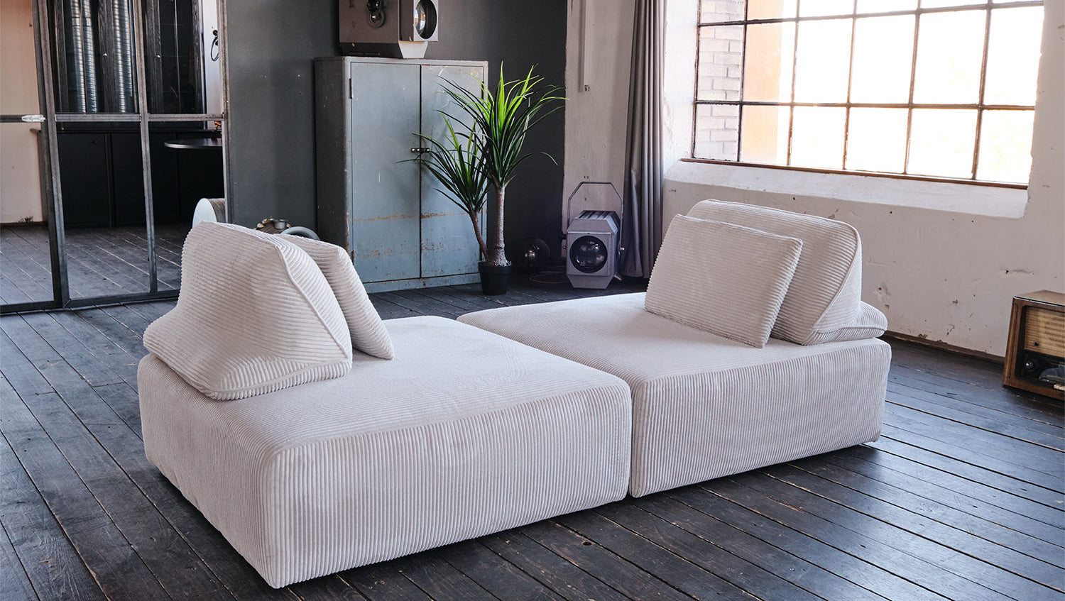 KAWOLA Modulsofa WIOLO SOFT 2 Module 2 Rückenkissen Cord hellgrau