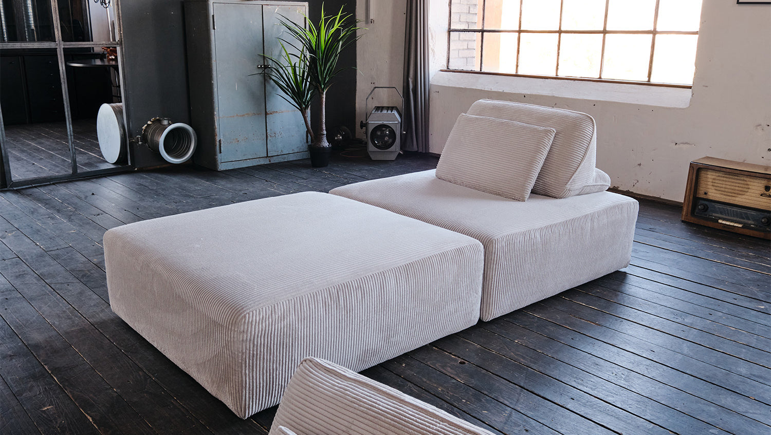 KAWOLA Modulsofa WIOLO SOFT 2 Module 2 Rückenkissen Cord hellgrau