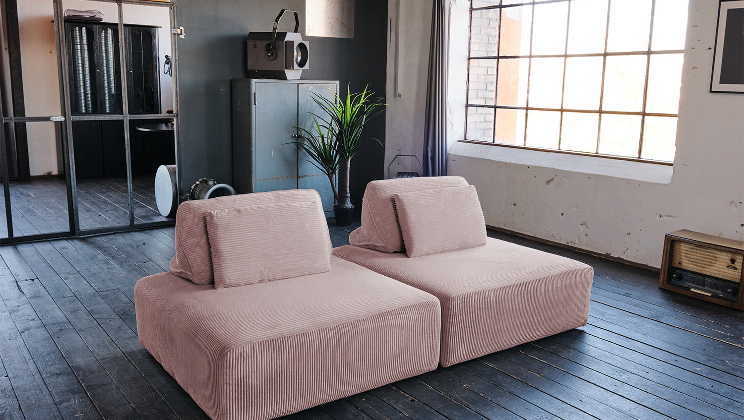 KAWOLA Modulsofa WIOLO SOFT 2 Module 2 Rückenkissen Cord rosa