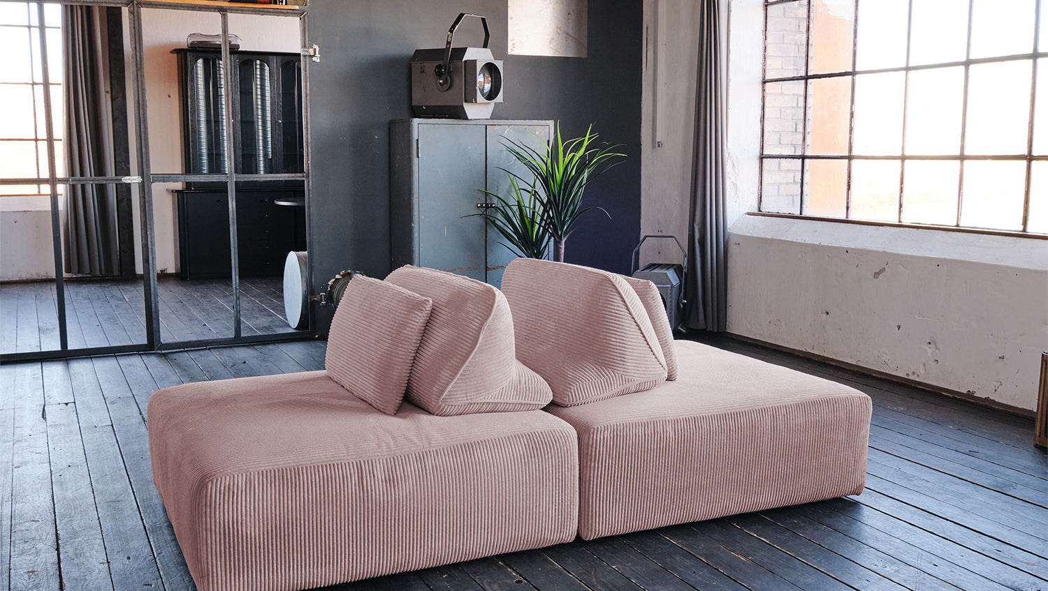 KAWOLA Modulsofa WIOLO SOFT 2 Module 2 Rückenkissen Cord rosa