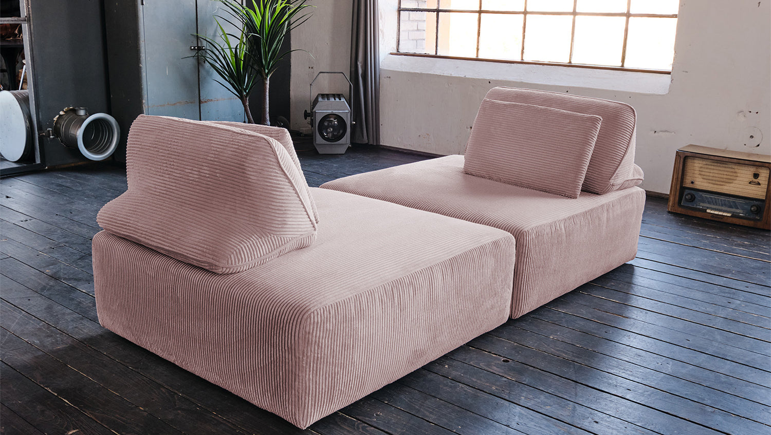KAWOLA Modulsofa WIOLO SOFT 2 Module 2 Rückenkissen Cord rosa
