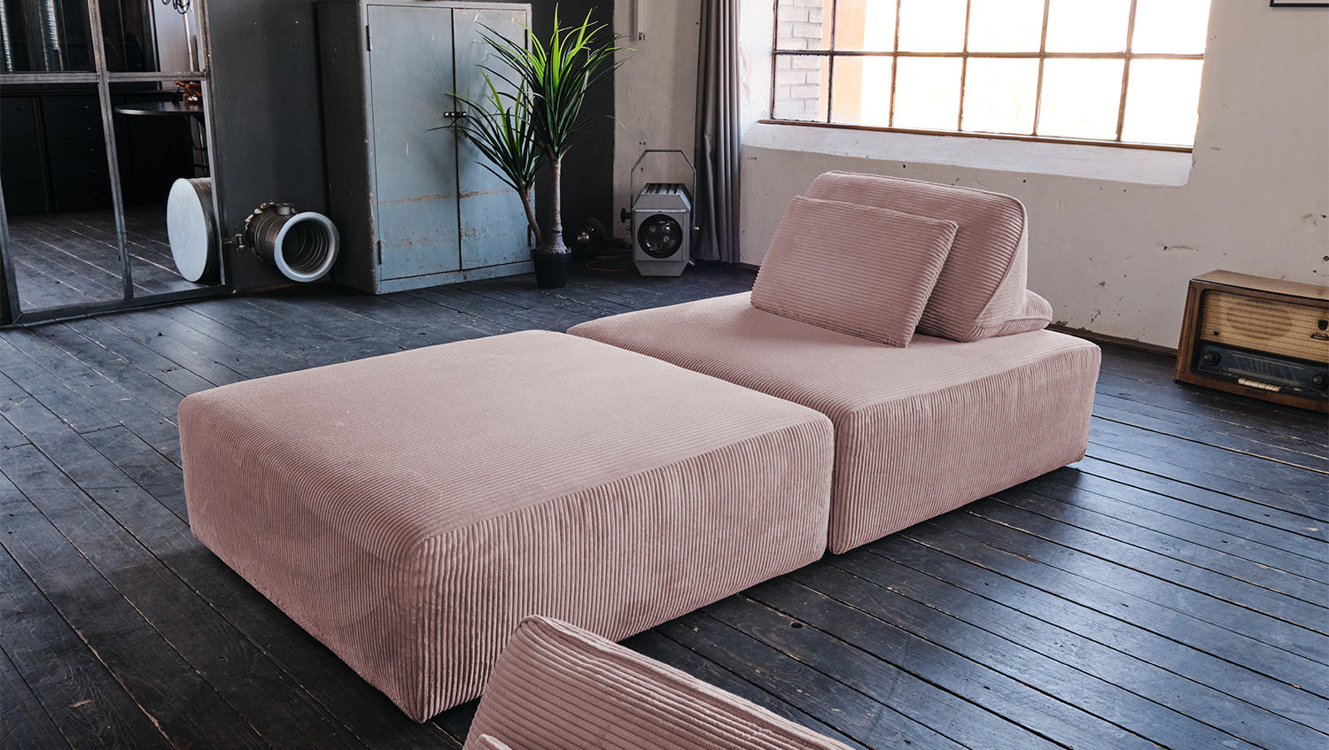 KAWOLA Modulsofa WIOLO SOFT 2 Module 2 Rückenkissen Cord rosa