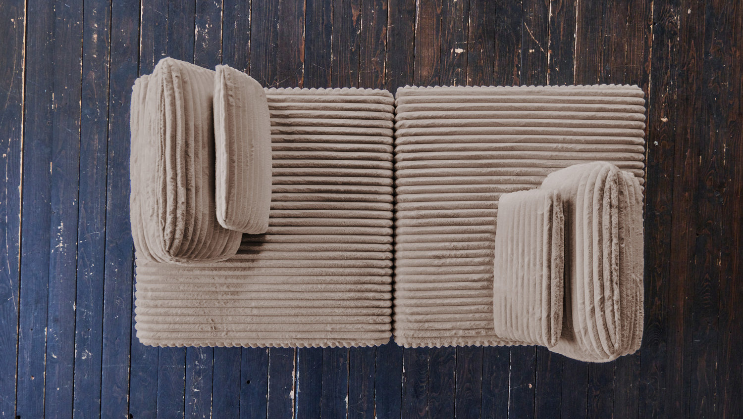 KAWOLA Modulsofa WIOLO SOFT 2 Module 2 Rückenkissen Weicher Breitcord taupe