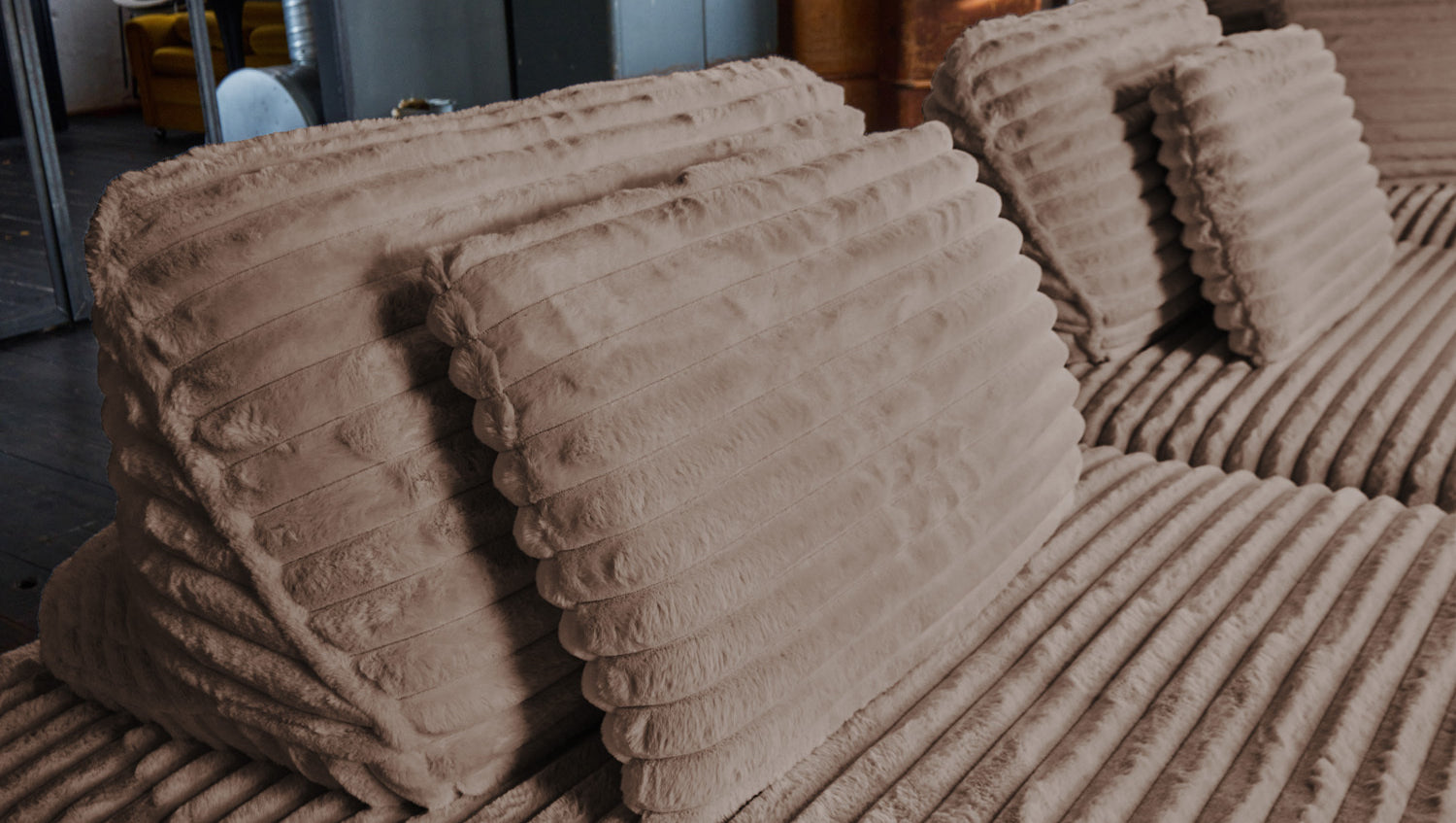 KAWOLA Modulsofa WIOLO SOFT 2 Module 2 Rückenkissen Weicher Breitcord taupe