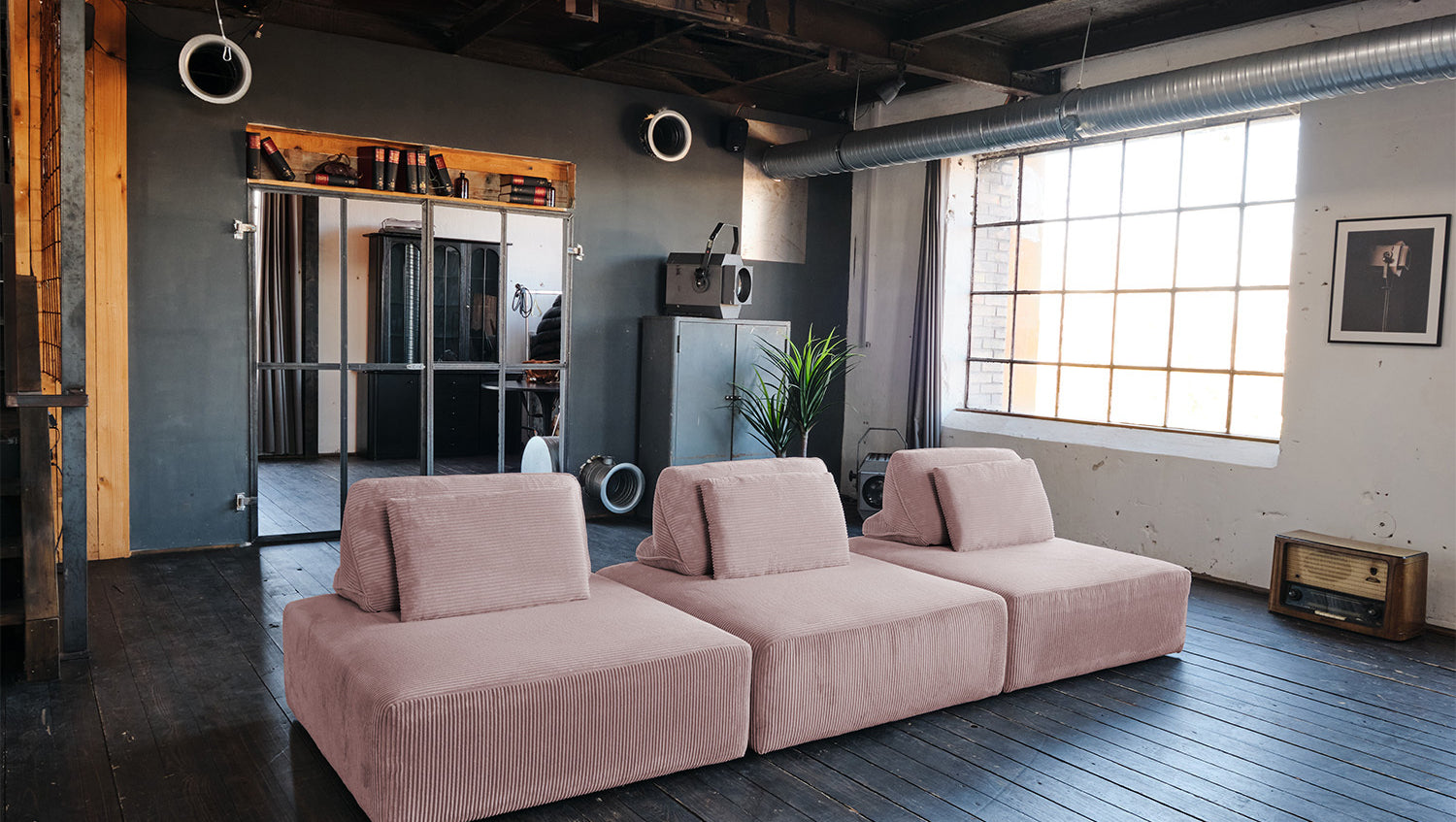 KAWOLA Modulsofa WIOLO SOFT 3 Module 3 Rückenkissen Cord rosa