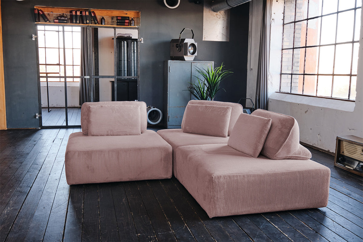 KAWOLA Modulsofa WIOLO SOFT 3 Module 3 Rückenkissen Cord rosa