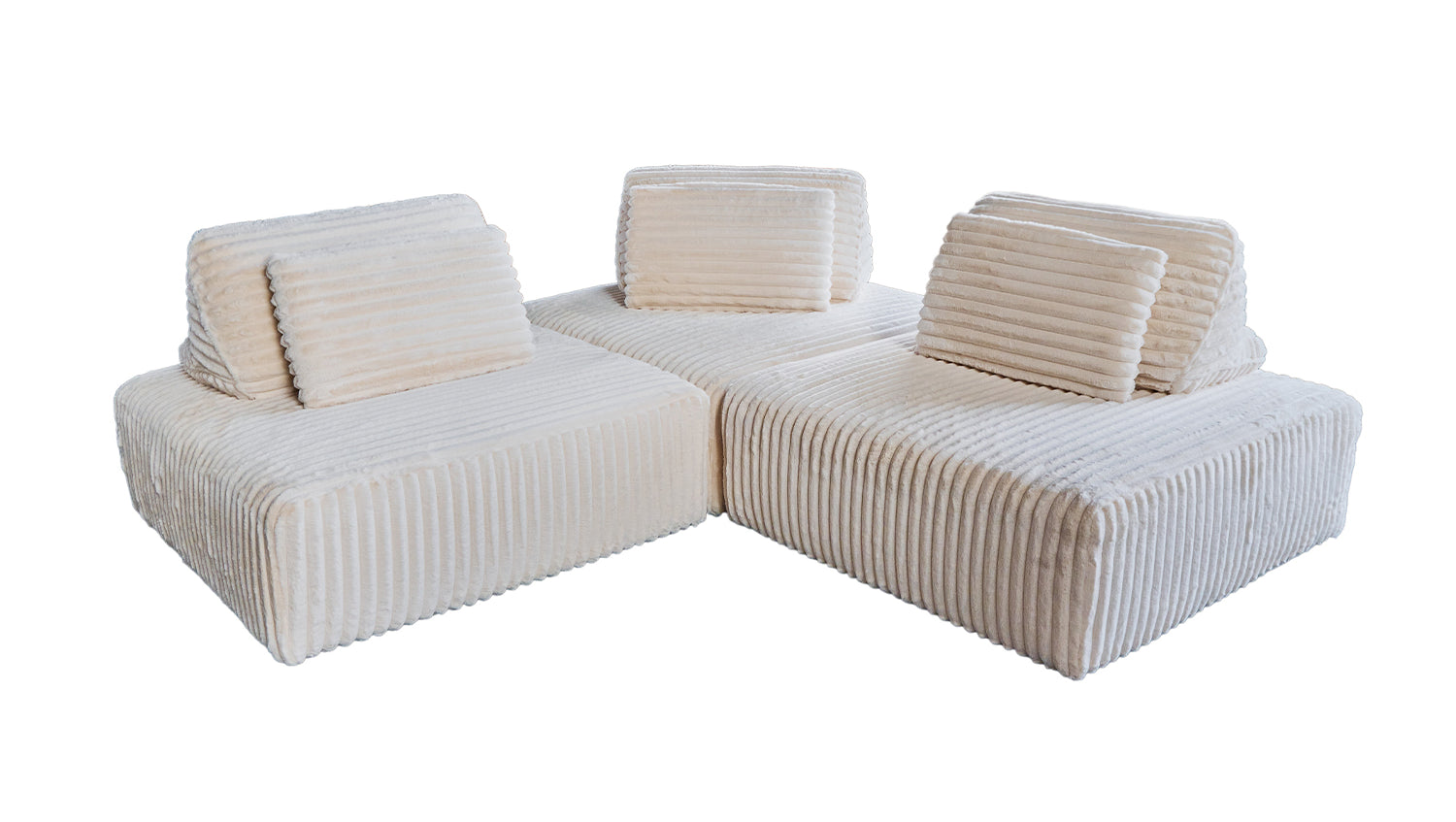 KAWOLA Modulsofa WIOLO SOFT 3 Module 3 Rückenkissen Weicher Breitcord cremeweiß