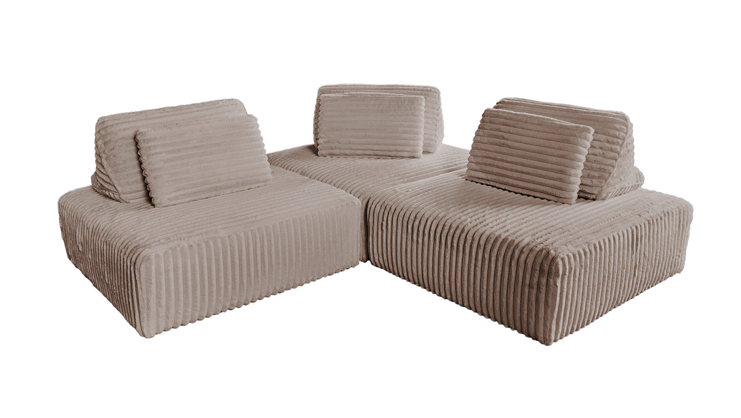 KAWOLA Modulsofa WIOLO SOFT 3 Module 3 Rückenkissen Weicher Breitcord taupe