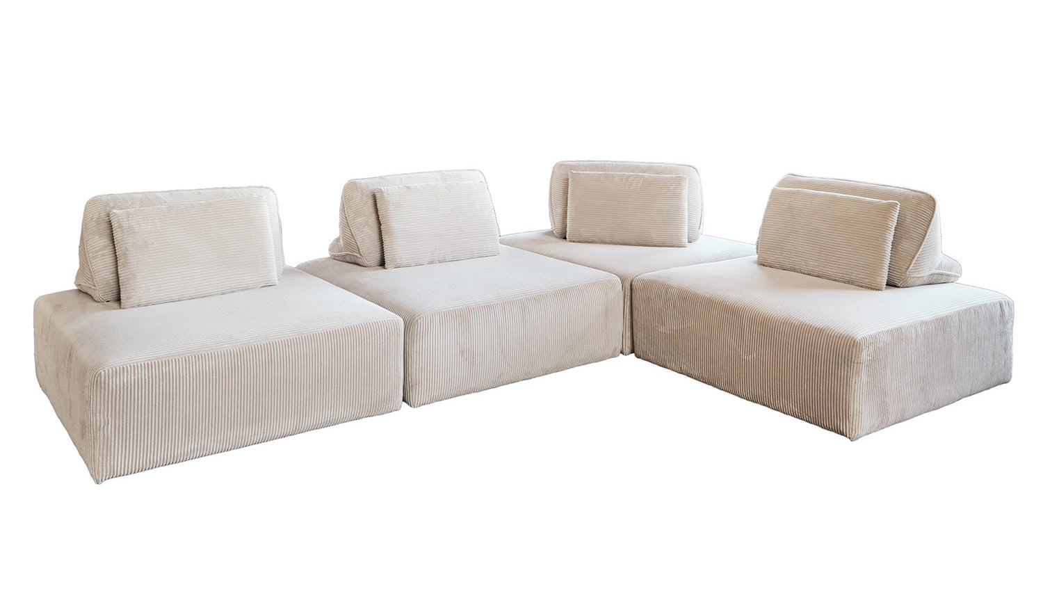 KAWOLA Modulsofa WIOLO SOFT 4 Module 4 Rückenkissen Cord cremeweiß