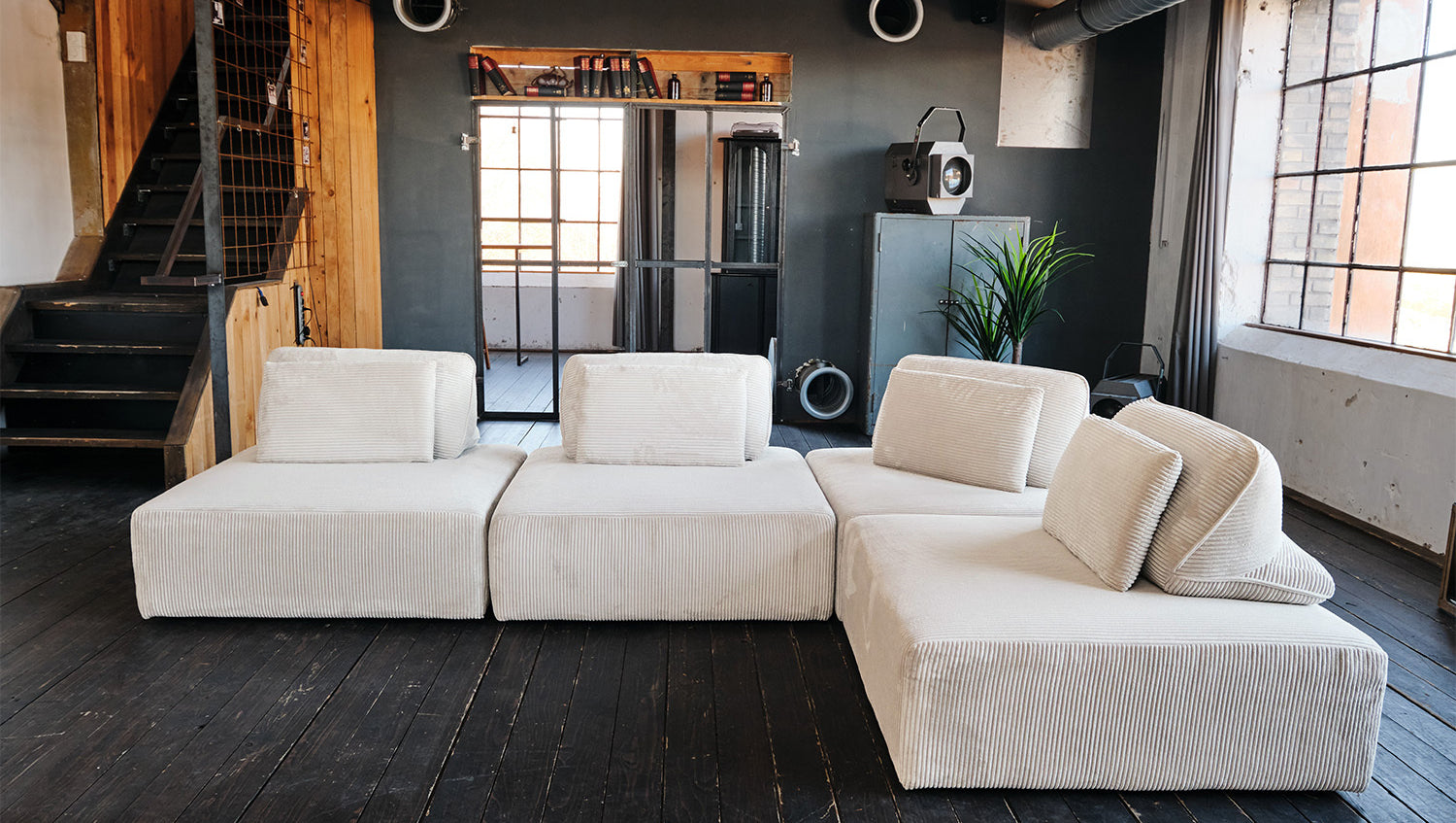KAWOLA Modulsofa WIOLO SOFT 4 Module 4 Rückenkissen Cord cremeweiß
