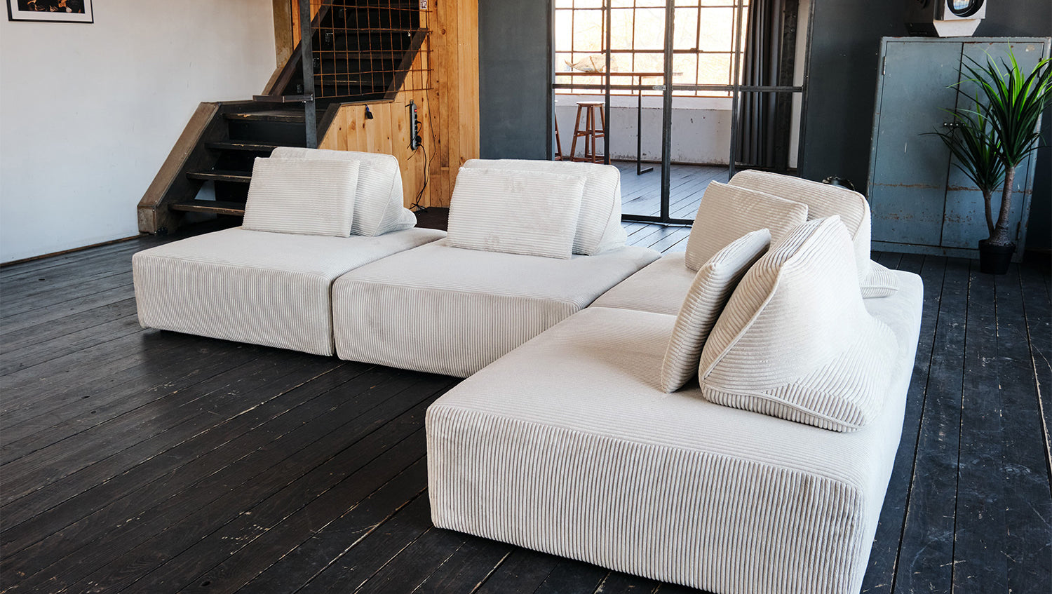 KAWOLA Modulsofa WIOLO SOFT 4 Module 4 Rückenkissen Cord cremeweiß