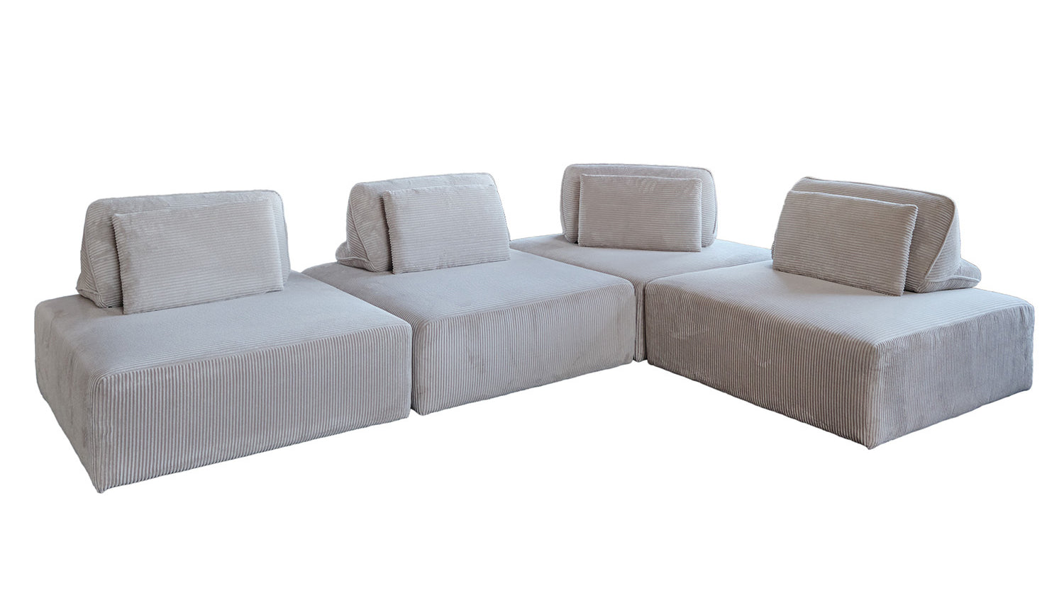 KAWOLA Modulsofa WIOLO SOFT 4 Module 4 Rückenkissen Cord hellgrau