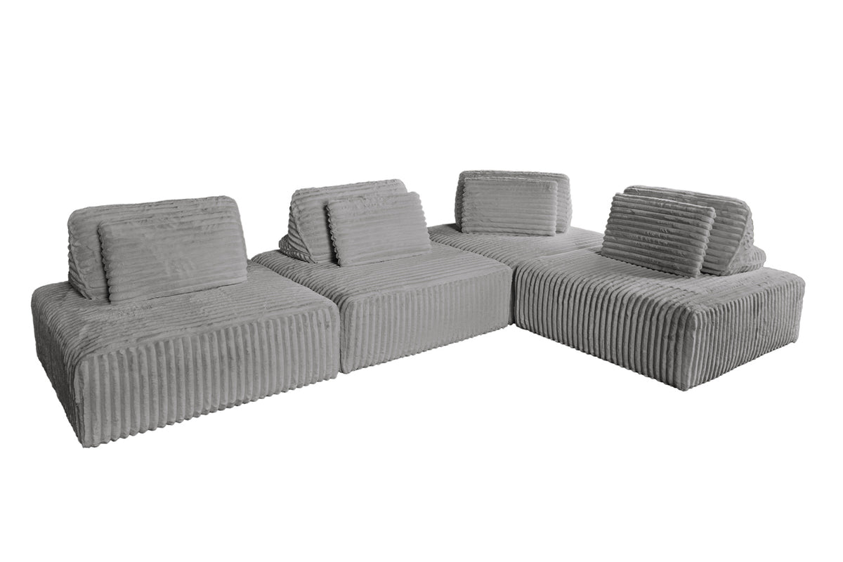 KAWOLA Modulsofa WIOLO SOFT 4 Module 4 Rückenkissen Weicher Breitcord grau
