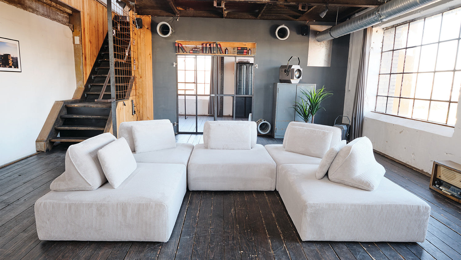 KAWOLA Modulsofa WIOLO SOFT 5 Module 5 Rückenkissen Cord hellgrau
