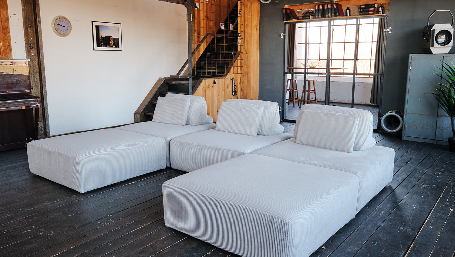 KAWOLA Modulsofa WIOLO SOFT 5 Module 5 Rückenkissen Cord hellgrau