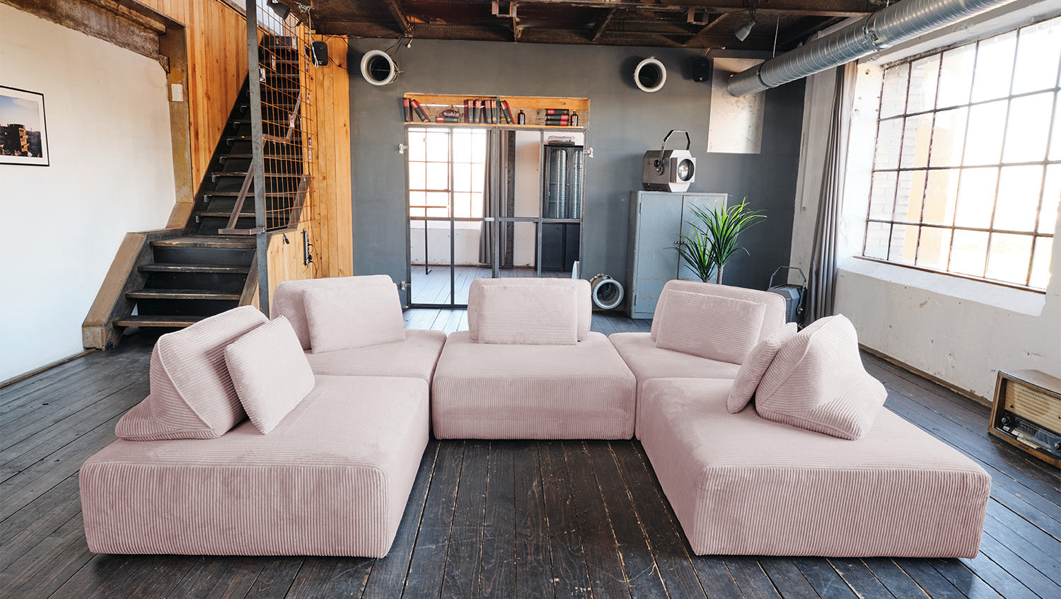 KAWOLA Modulsofa WIOLO SOFT 5 Module 5 Rückenkissen Cord rosa