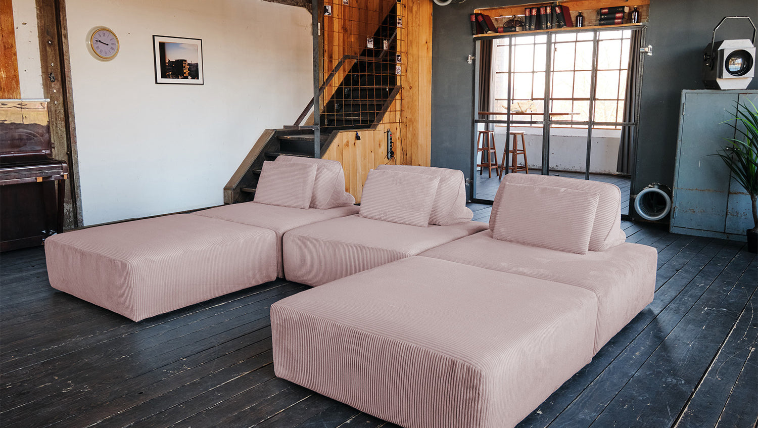 KAWOLA Modulsofa WIOLO SOFT 5 Module 5 Rückenkissen Cord rosa