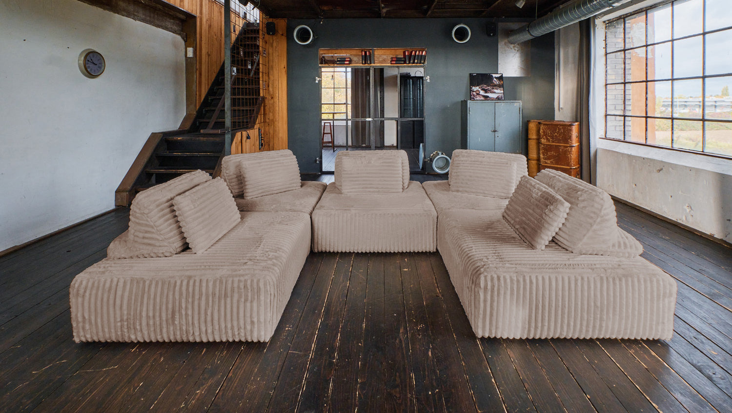 KAWOLA Modulsofa WIOLO SOFT 5 Module 5 Rückenkissen Weicher Breitcord taupe